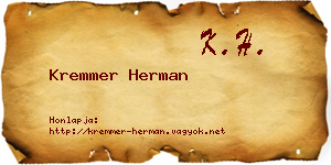 Kremmer Herman névjegykártya